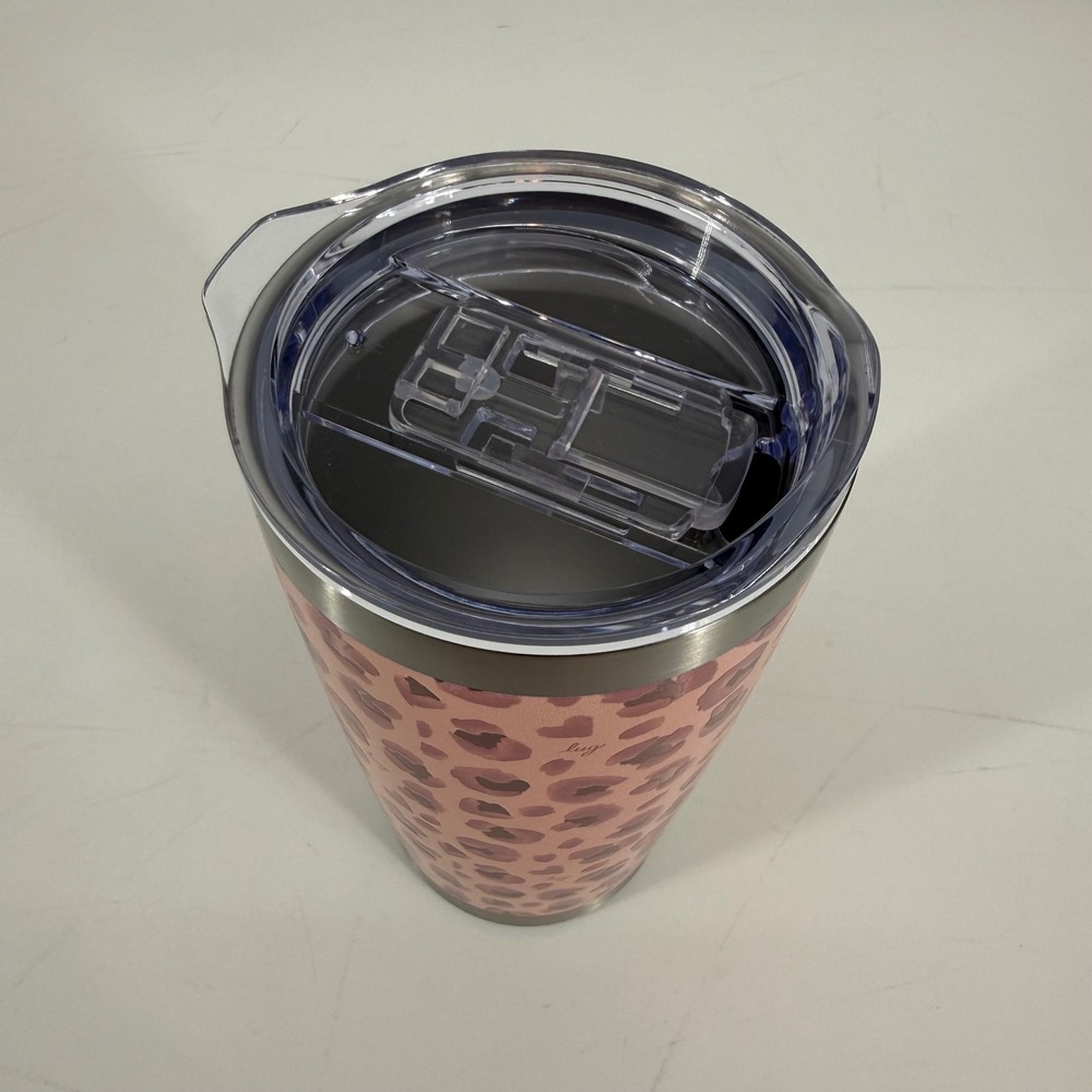 Lug Insulated Stainless Steel Tumbler Pink Leopard Print Travel Mug with Lid - Picture 2 of 6